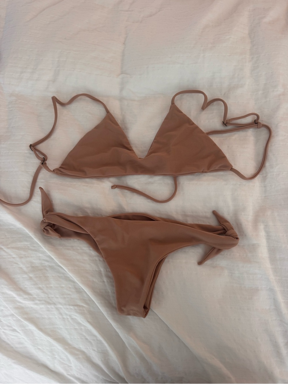 Women’s Brown Tie-Side Triangle Bikini Set - Unbranded